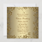 Invitation Gold Pearl Floral Womans 40e fête d'anniversaire (Dos)