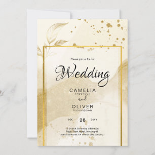 Invitation Gold Pearl MARIAGE alcool ENK Abstrait LeahG