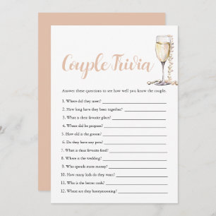Invitation Gold Pearl & Prosecco Couple Trivia jeu de nuptial