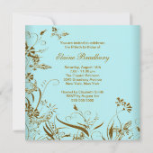 Invitation Gold Pearl Turquoise femmes 50e anniversaire fête (Dos)