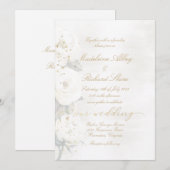 Invitation Gold & Pearl White Desdia Mariage Rose (Devant / Derrière)