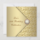 Invitation Gold Pearl Womans 50e fête d'anniversaire (Devant)