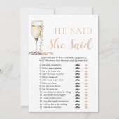 Invitation Gold Pearls et Prosecco Il A Dit, Elle A Dit Game (Devant)