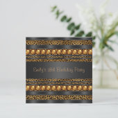 Invitation Gold Pearls Leopard Girls 18th Birthday Party (Debout devant)