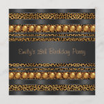 Invitation Gold Pearls Leopard Girls 18th Birthday Party<br><div class="desc">L'invitation de la 18e fête de la empreinte de léopard aux perles d'or. Customisez avec les détails de votre parti,  le style de police et la couleur de police.</div>