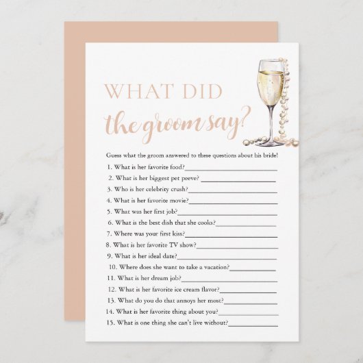 Invitation Gold Pearls & Prosecco Qu'Est-Ce Que La Salle A Di (Devant / Derrière)