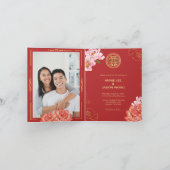 Invitation Gold Peony Double Bonheur Mariage chinois (Intérieur)