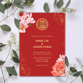 Invitation Gold Peony Double Bonheur Mariage chinois