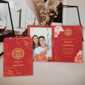 Invitation Gold Peony Double Bonheur Mariage chinois