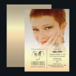 Invitation Gold Photo 50th Birthday<br><div class="desc">Simple,  moderne,  élégant or métallique 50 et fabuleux,  50ème anniversaire invitation pour les femmes avec photo personnalisée.</div>