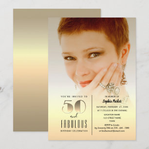 Invitation Gold Photo 50th Birthday