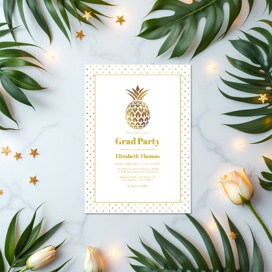 Invitation Gold Pineapple Graduation Party