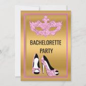 INVITATION GOLD PINK BACHELORETTE HEELS MASQUERADE PARTY (Devant)
