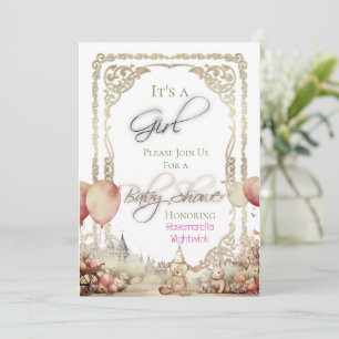 Invitation Gold Pink C'est une fille mignonne ballon en tourb