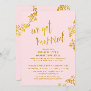 Invitation Gold & Pink Nous avons Marié Post Marié