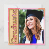 Invitation Gold Pink Orange Photo Graduate Party (Dos)