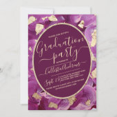 Invitation Gold Plum Lilac Acrylique Brushstroke Graduation (Devant)