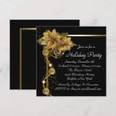 Invitation Gold Poinsettia Black Gold (Devant / Derrière)