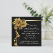 Invitation Gold Poinsettia Black Gold (Debout devant)