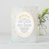 Invitation Gold Pois Floral White Engagement Party (Debout devant)