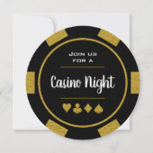 Invitation Gold Poker Chip Anniversaire Casino Night (Devant)