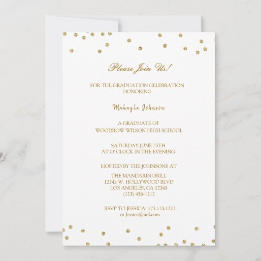 Invitation Gold Polka-dots Parties scintillant Classe de Part (Dos)