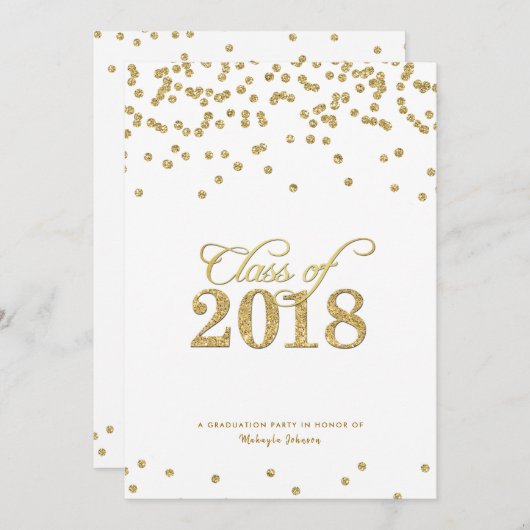 Invitation Gold Polka-dots Parties scintillant Classe de Part (Devant / Derrière)