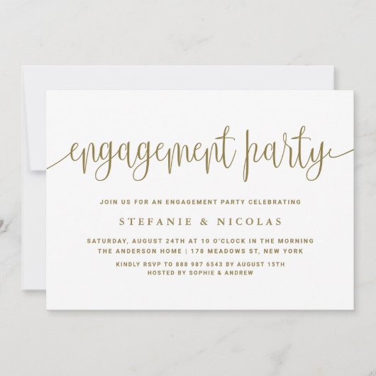 Invitation Gold Pretty Calligraphy (Devant)