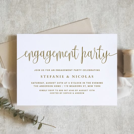 Invitation Gold Pretty Calligraphy