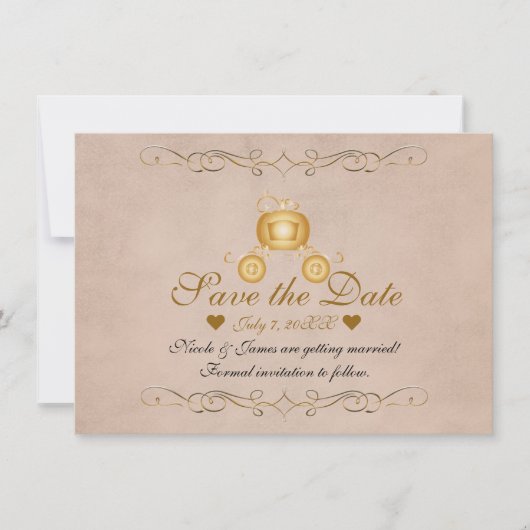 Invitation Gold Princess Cinderella Carriage Enregistrer la d (Devant)