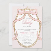 Invitation Gold Princess Coquette Baby shower à cou rose (Devant)