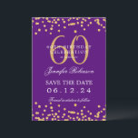 Invitation Gold Purple 60th Birthday Enregistrer la date Déta<br><div class="desc">Elégant design "60th Birthday Party" avec faux confettis de parties scintillant & détails texte. Facile à utiliser et facile à personnaliser. Commandez aujourd'hui !</div>
