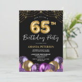 Invitation Gold Purple 65e fête d'anniversaire (Debout devant)