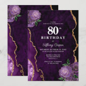 Invitation Gold Purple Agate 80e anniversaire (Devant / Derrière)