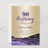 Invitation Gold Purple Agate 90e anniversaire (Devant)