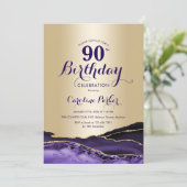 Invitation Gold Purple Agate 90e anniversaire (Debout devant)