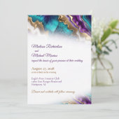 Invitation Gold Purple & Aqua Mariage élégant (Debout devant)