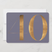 Invitation Gold Purple Blue Hydrangeas 40e anniversaire Photo (Dos)