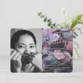 Invitation Gold Purple Blue Hydrangeas 50e anniversaire Photo (Debout devant)