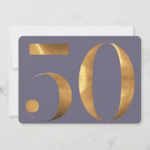 Invitation Gold Purple Blue Hydrangeas 50e anniversaire Photo (Dos)
