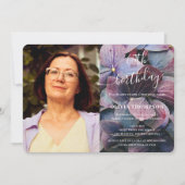 Invitation Gold Purple Blue Hydrangeas 60e anniversaire Photo (Devant)