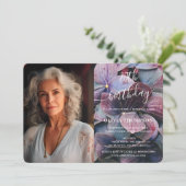 Invitation Gold Purple Blue Hydrangeas 70e anniversaire Photo (Debout devant)