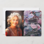 Invitation Gold Purple Blue Hydrangeas 75e anniversaire Photo (Devant)