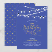 Invitation Gold Purple Blue Moderne 40e fête d'anniversaire a (Devant / Derrière)
