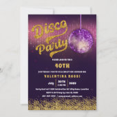 Invitation Gold Purple Disco Party Anniversaire (Devant)