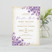 Invitation Gold Purple Lavender Nuestra Boda Mariage espagnol (Debout devant)