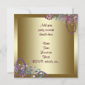 Invitation Gold Purple Mardi Gras perles Masquerade Party (Dos)