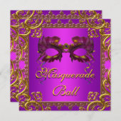 Invitation Gold Purple Masquerade Masque (Devant / Derrière)