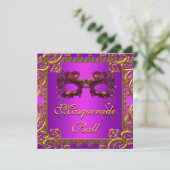Invitation Gold Purple Masquerade Masque (Debout devant)