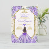 Invitation Gold Purple Mis Quince Lavande 15 Anos Crown (Debout devant)